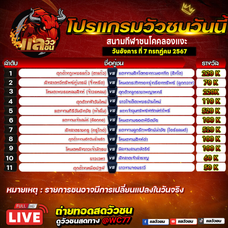 โปรแกรมวัวชน-7-7-24